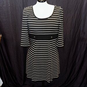 White House Black Market Black and White Striped Mini Dress